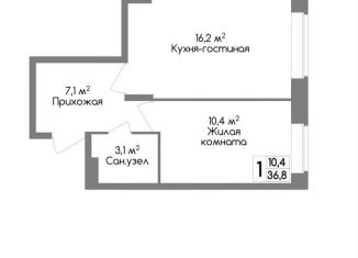 Однокомнатная квартира на продажу, 36.8 м2, Тула, улица Маяковского, 39