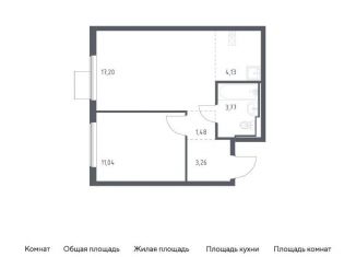 1-комнатная квартира на продажу, 40.9 м2, Московская область, жилой комплекс Горки Парк, 6.1