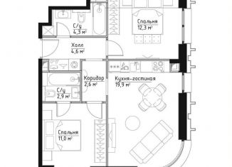 2-комнатная квартира на продажу, 57.6 м2, Москва, метро Серпуховская, Дубининская улица, 59А