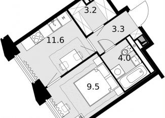 Продам однокомнатную квартиру, 31.6 м2, посёлок Коммунарка