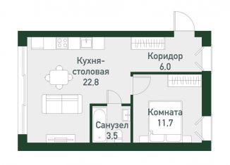Продам однокомнатную квартиру, 42.7 м2, Челябинская область