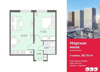 Продажа 1-комнатной квартиры, 36.8 м2, Санкт-Петербург, метро Автово