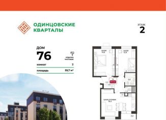 Продам 2-ком. квартиру, 59.7 м2, деревня Солманово, ЖК Одинцовские Кварталы