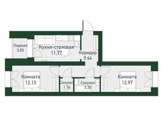 Продам 2-ком. квартиру, 54.3 м2, Екатеринбург