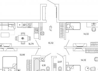 Продам трехкомнатную квартиру, 85.4 м2, Сертолово