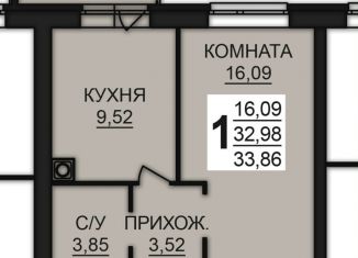 Продам 1-ком. квартиру, 33.9 м2, Богданихское сельское поселение