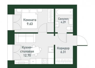 1-комнатная квартира на продажу, 33 м2, Екатеринбург, Ленинский район