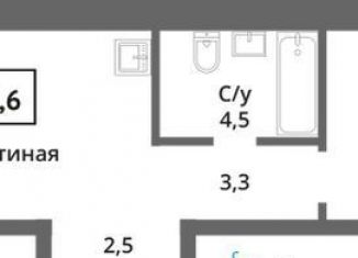 1-комнатная квартира на продажу, 42.6 м2, Московская область