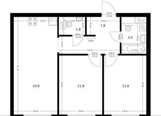 Продажа двухкомнатной квартиры, 56.3 м2, Москва, метро Медведково, жилой комплекс Полар, 1.5