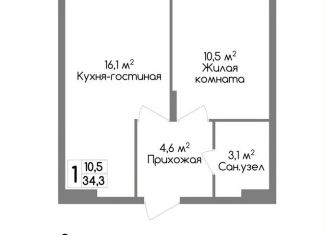 Продается однокомнатная квартира, 34.3 м2, Тула, улица Маяковского, 39