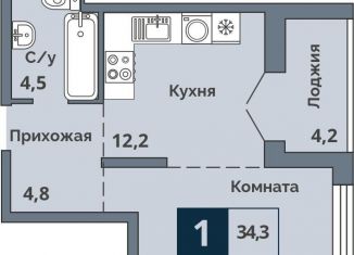 Однокомнатная квартира на продажу, 34.3 м2, Курганская область