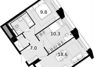 Продается 2-комнатная квартира, 51.8 м2, посёлок Коммунарка