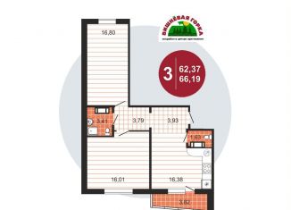 Продам трехкомнатную квартиру, 66.2 м2, Челябинская область