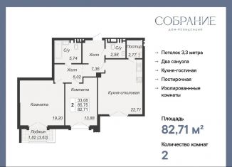 Продажа двухкомнатной квартиры, 82.7 м2, Ростовская область