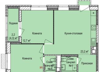 2-комнатная квартира на продажу, 61.2 м2, Ижевск, ЖК Покровский