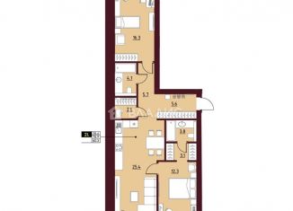 2-комнатная квартира на продажу, 80.3 м2, Вологда, Февральский переулок, 7