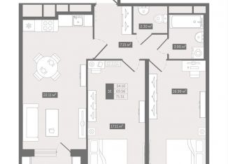 Продажа двухкомнатной квартиры, 71.5 м2, деревня Новое Девяткино