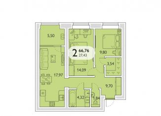 Продам 2-комнатную квартиру, 66.8 м2, Брянская область, микрорайон Мегаполис-Парк, 23к2