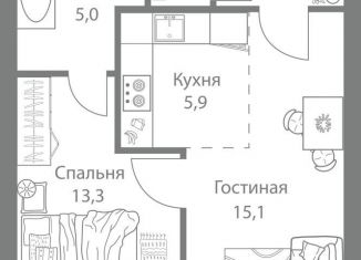 2-ком. квартира на продажу, 46.1 м2, Москва, ЖК Стеллар Сити