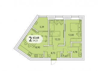 2-комнатная квартира на продажу, 63.7 м2, Брянская область, микрорайон Мегаполис-Парк, 23к2