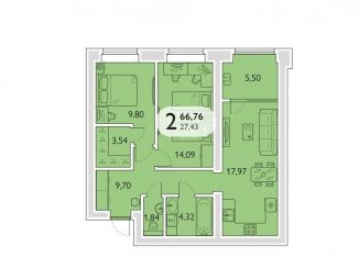 2-комнатная квартира на продажу, 66.8 м2, посёлок Мичуринский, микрорайон Мегаполис-Парк, 23к2