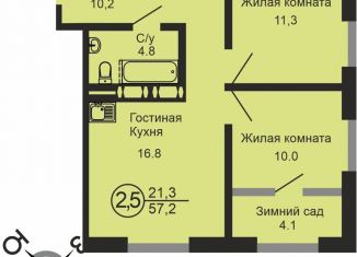 Продам двухкомнатную квартиру, 57.2 м2, Оренбург, жилой комплекс Квартет, 1