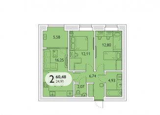 Продается 2-комнатная квартира, 60.5 м2, Брянская область, микрорайон Мегаполис-Парк, 23к2