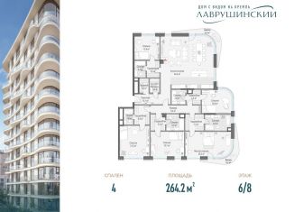 Продажа 4-комнатной квартиры, 264.2 м2, Москва, ЖК Лаврушинский