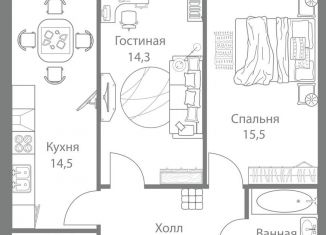 Продается 2-комнатная квартира, 61.4 м2, Москва, станция Немчиновка