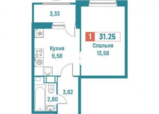 Продажа 1-ком. квартиры, 31.3 м2, Мурино, ЖК Графика