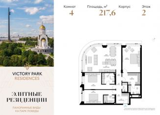 Продам четырехкомнатную квартиру, 217.6 м2, Москва, ЖК Виктори Парк Резиденсез, жилой комплекс Виктори Парк Резиденсез, 3к5