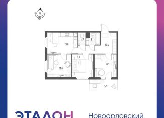 Продажа трехкомнатной квартиры, 61.2 м2, Санкт-Петербург, ЖК Новоорловский