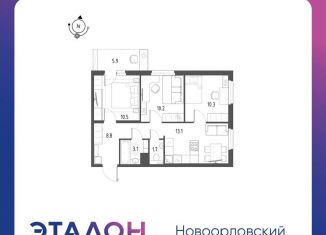 Продажа 3-ком. квартиры, 59.5 м2, Санкт-Петербург, ЖК Новоорловский