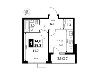 1-комнатная квартира на продажу, 38.2 м2, Московская область, Южный бульвар, 10