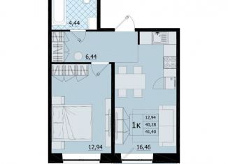 Продам 1-комнатную квартиру, 41.4 м2, Ленинградская область