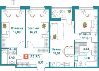 3-комнатная квартира на продажу, 82.3 м2, Ленинградская область