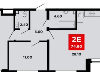 Продам 2-комнатную квартиру, 74.6 м2, Краснодар, Конгрессная улица, лит21, Прикубанский округ