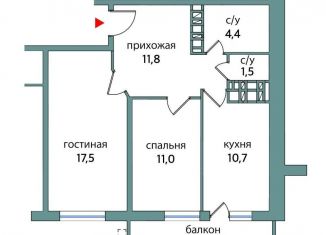 Продается 2-ком. квартира, 58.7 м2, Самара, метро Спортивная, 4-й проезд, 67