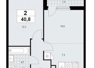 Продается 2-ком. квартира, 41 м2, поселение Сосенское, жилой комплекс Дзен-кварталы, 1.4