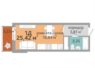 Продается однокомнатная квартира, 25.4 м2, Екатеринбург, ЖК Добрый