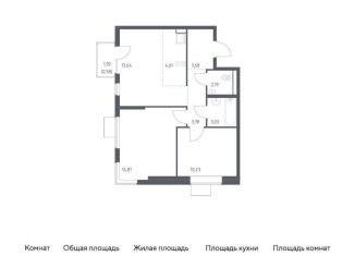 3-комнатная квартира на продажу, 56.6 м2, Ленинский городской округ, ЖК Горки Парк