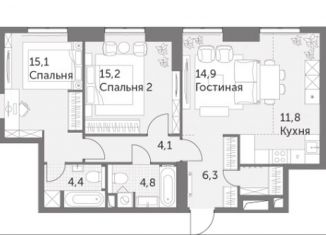 Продаю 3-ком. квартиру, 78.7 м2, Москва, ЖК Архитектор