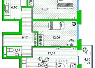 Продажа 2-комнатной квартиры, 62.5 м2, Санкт-Петербург, набережная реки Каменки, 15к3, муниципальный округ Коломяги