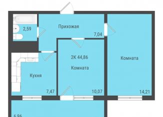 Продается двухкомнатная квартира, 44.9 м2, село Октябрьский, Пермская улица, 2