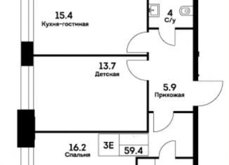 Продам 3-ком. квартиру, 59.4 м2, Москва, ЖК Эвер, улица Архитектора Власова, 71к2