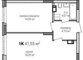 1-ком. квартира на продажу, 41.6 м2, Нижний Новгород