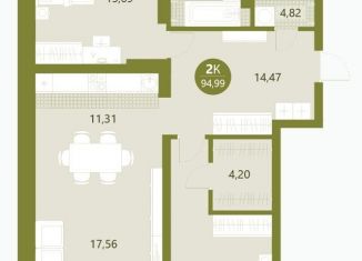 Продажа трехкомнатной квартиры, 95 м2, Тюмень, Центральный округ
