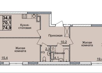 Продам 2-комнатную квартиру, 74 м2, Нижний Новгород