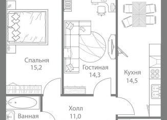 Продажа двухкомнатной квартиры, 61.6 м2, Москва, метро Молодёжная