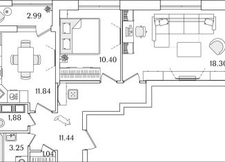 Продажа 2-комнатной квартиры, 59.7 м2, Санкт-Петербург, муниципальный округ Финляндский